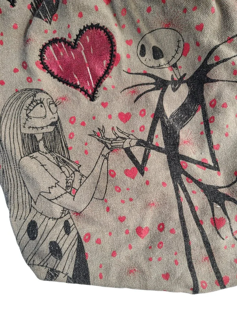 Women's Small Nightmare Before Christmas Jack & Sally Cotton Canvas Handbag